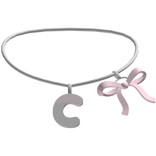 3.0 Sliver C Initial With A Pink Bow ♡