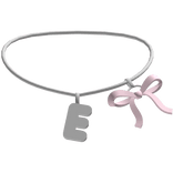 3.0 Sliver E Initial With A Pink Bow ♡