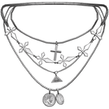 3.0 Stacked Chrome Cross Layered Necklace Jewelry