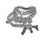 3.0 stacked queen chain w pink AK47 iced out 