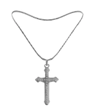 3.0 White Pendant Diamond Plated Cross Necklace 