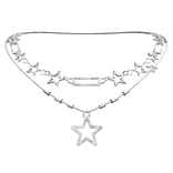 (3.0) Y2K Silver Layered Star Necklace