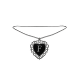 3.0┆Collar de corazon de plata, inicial: F