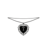 3.0┆Silver Heart Necklace, initial: T