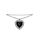 3.0┆Silver Heart Necklace, initial: V