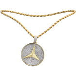[4.0] 14k Gold Rope Chain Benz Pendant Set
