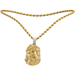 [4.0] 14k Gold Rope Chain Jesus Piece Set