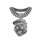  4.0 boy pitbull chain iced out w cuban link silve