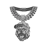 4.0 boy pitbull chain iced out w cuban link silver