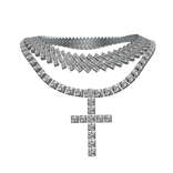 4.0 boy tennis chain cross w silver cuban link set