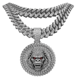 4.0 iced gorilla circle chain w stacked cubans