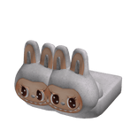 Gray Labubu Monster Plushie Slippers