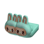 Teal Labubu Monster Plushie Slippers