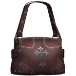 Gothic Chrome Cross Y2k Shoulder Bag