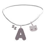 ♡ A inital sleepy kitten necklace