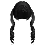 ♡ adorable curly long doll pigtails in black