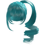 Adorable Curly Pigtail Hairstyle (Cyan Blue)