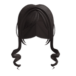 adorable dark brown curly high up pigtails