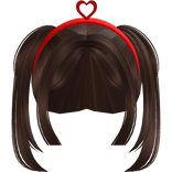 Adorable Pigtails in Brown wHeart Shaped Headband
