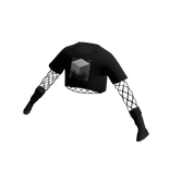 ✅ Aesthetic Black emo print net sleeve Halloween