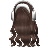 Aesthetic Wavy Hair w Headphone + Headband (Brown)
