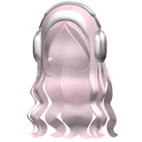 Aesthetic Wavy Hair w Headphone + Headband (Pink)