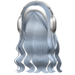 Aesthetic Wavy Hair w Headphone Headband Sky Blue