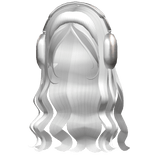 Aesthetic Wavy Hair w Headphone + Headband (White)