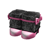 Agejo Gyaru Bow Fur Heel Boots Black & Pink