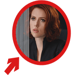 (Animated) Black Widow Pointing Arrow Circle Meme