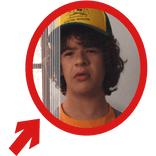 (Animated) Dustin Pointing Arrow Circle Meme