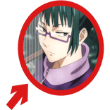 (Animated) Maki JJK Pointing Arrow Circle Meme