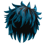 Anime Messy Hair Black to Blue