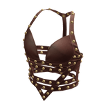 aprelle Y2k leather studded top brown
