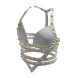 aprelle Y2k leather studded top white