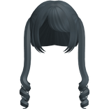 Ash Blue Twin Swirly Curls W Bangs