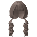 ♡ ash brown swirly curly pigtails