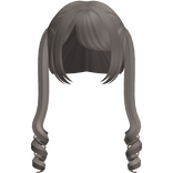 Ash Grey Twin Swirly Curls W Bangs