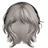 Ash Short Wolf Cut Hair with Headphones