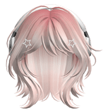 Baby Pink Short Wolf Cut Hair with Headphones