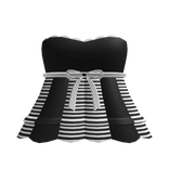 ♡ babydoll picnic dress in black w/ white stripes