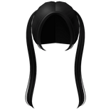 ♡ Back Black Cutesy Kawaii Long Straight Pigtails