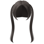 ♡ Back Brown Grey Kawaii Long Straight Pigtails