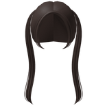 ♡ Back Dark Brown Kawaii Long Straight Pigtails