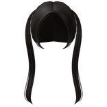 ♡ Back Deep Brown Kawaii Long Straight Pigtails