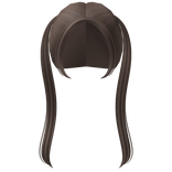 ♡ Back Light Brown Kawaii Long Straight Pigtails