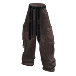 Baggy Cargo Pants w/ Pockets & Belt Straps Brown