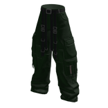 Baggy Cargo Pants w/ Pockets & Belt Straps Green