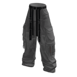 Baggy Cargo Pants w/ Pockets & Belt Straps Grey