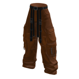 Baggy Cargo Pants w/ Pockets & Belt Straps Orange